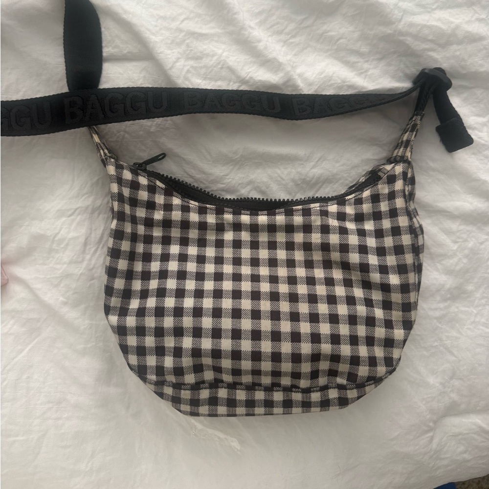Baggu small crescent bag black-and-white gingham